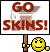 Sign with 'GO SKINS!' text and a smiley face