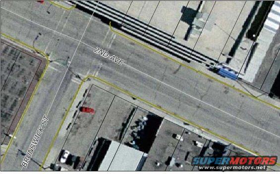 aerial shot of Brunswick St and 2nd Ave intersection with some cars visible