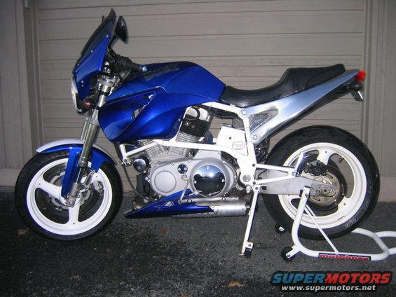 2002 Buell Lightning w/Fairing motorcycle, side view, blue and silver