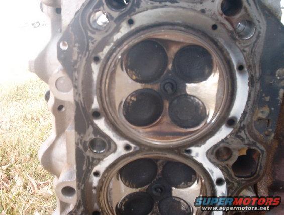 Engine cylinder head showing four valves in two combustion chambers