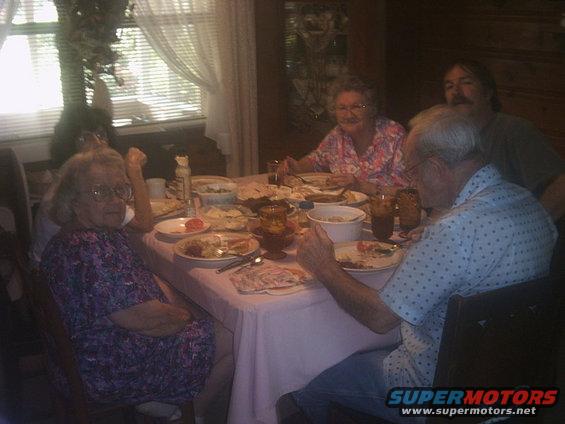 Family gathered around a table for a meal
