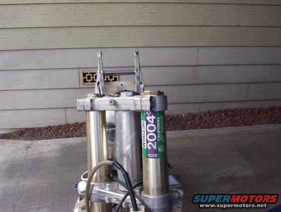 Motorcycle front forks with a 2004 California Off-Highway sticker