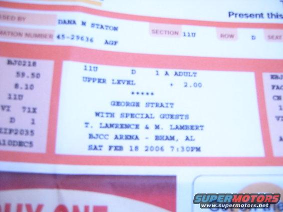 Ticket for George Strait concert on Feb 18, 2006 at BJCC Arena in Birmingham, AL