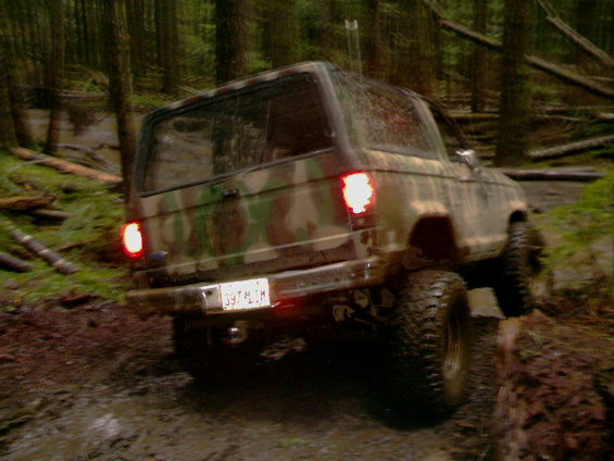 Camouflage 1987 Ford Bronco II rear view, off-roading