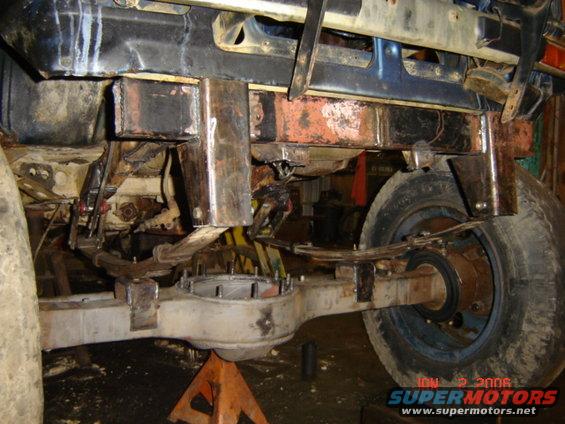 Modified truck chassis with leaf springs and heavy-duty rear axle