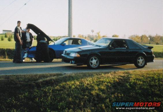 ...well ended up the carburator was acting up so he must of ran like 15s or something. He even let me drove and it was bad ass getting beat by my own car! LOL it was crazy sh*t I like it!! At that time my stang only ran 14.10 @ 98mph.