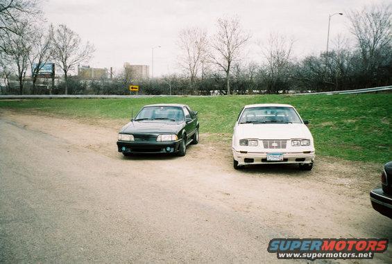 8172330r102410a.jpg Last week of April. My '90 GT & my lil cousins '83 Mustang GT.