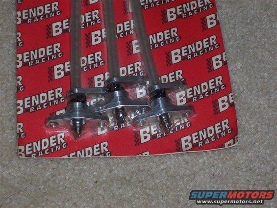 Three metal parts in packaging with Bender Racing logo