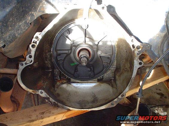 transmission bell housing with torque converter visible