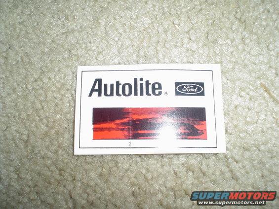 Autolite Ford decal with red and black abstract graphic
