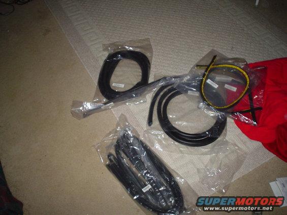 Several sealed plastic packages containing black rubber weatherstripping and one yellow-trimmed seal