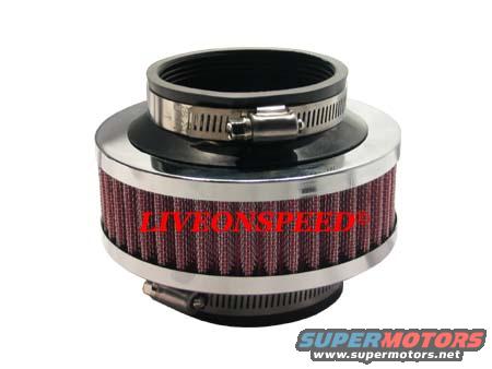 Chrome and red air filter with LIVRONSPEED text