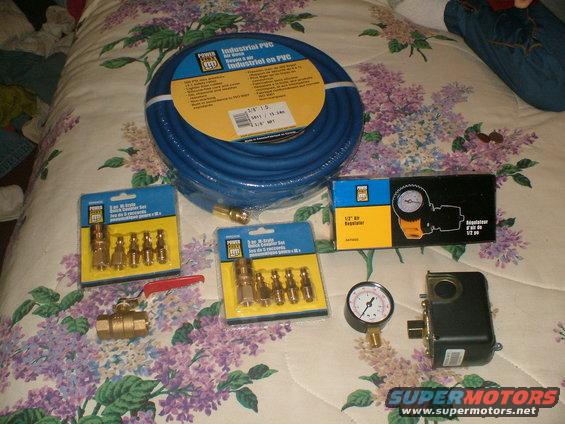 Air hose, regulator, gauge, and quick coupler sets