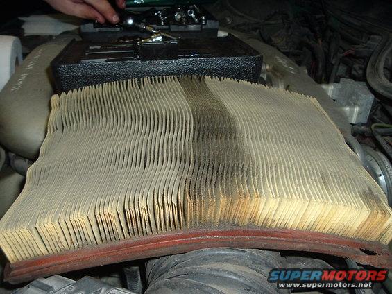Dirty air filter in engine bay. Someone is working on it