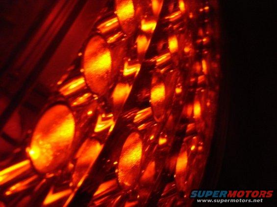 close-up of red taillight with many small bulbs