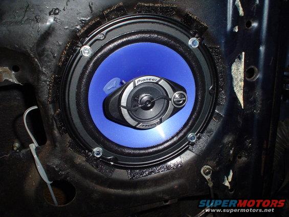 Pioneer speaker installed in a car door panel