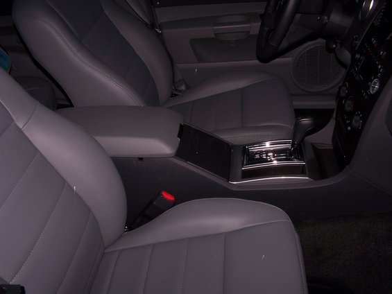Gray leather interior with center console and gear shifter