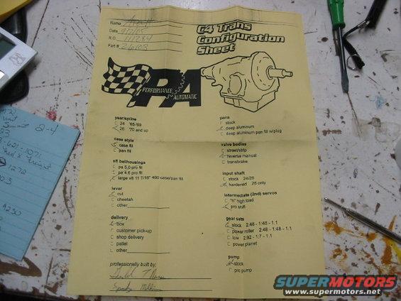C4 Trans Configuration Sheet with diagram and checkboxes