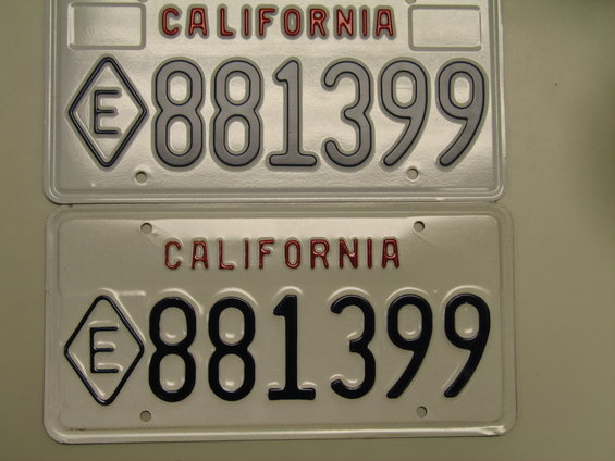 Two California license plates with number 881399