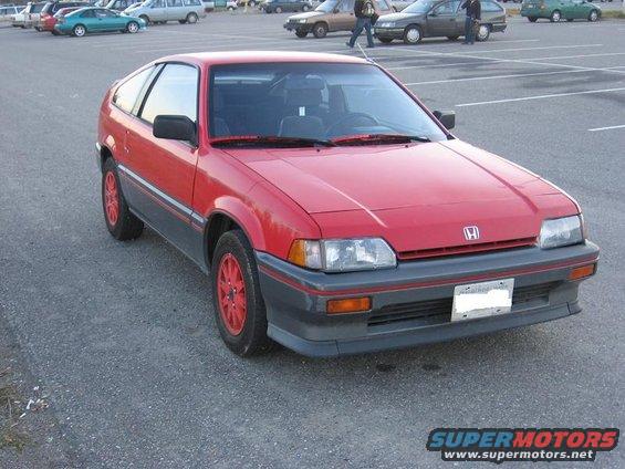 Red and grey 1987 Honda CRX, 3q-front view