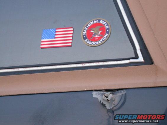 But I thought it was even cooler when I walked around the other side of the Bronco and found the exit bullet hole mere inches below an NRA sticker.  Hell yeah.