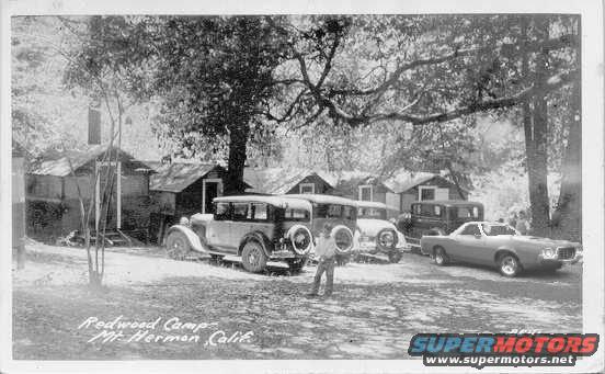 1975 pickup truck with white roof parked at Redwood Camp, Mt. Herman, Calif