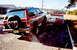 1989 Chevrolet S10 - A red 1989 Chevrolet S10 Blazer is hitched to a trailer, viewed from the rear.