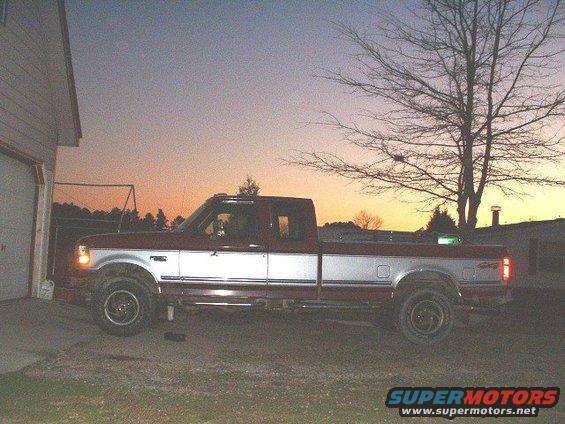 Two regular cab nerf bars welded to the frame but first welded to some c-channel. Poor truck was really messed up; it deserved better than what it had to live through.