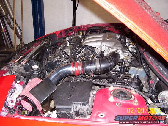 Engine bay with aftermarket air intake and fuse box