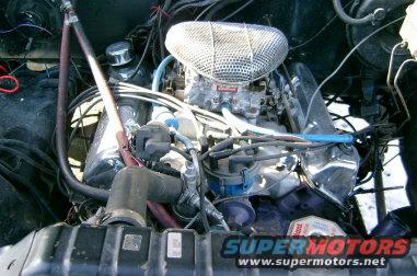 Engine bay with V8 engine, air cleaner, and radiator