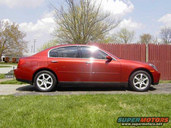 Red 2004 Infiniti G35 sedan, side view