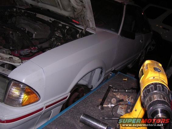 Driver side fender and door changed. Rattle can painted to match the car. 