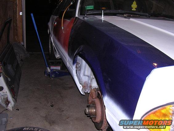Pass side fender and door changed. In the middle of being painted.