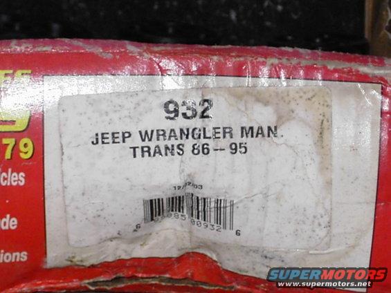 Red box with label showing 'JEEP WRANGLER MAN. TRANS 86--95' and barcode