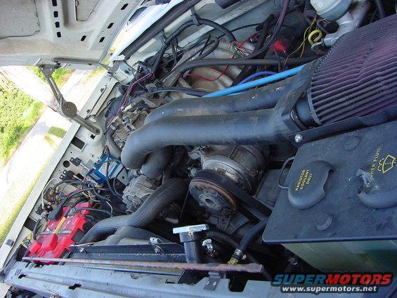 This is a shot of the engine compartment showing the dual optimas and the K&N Fuel Injection Improvement Kit.
