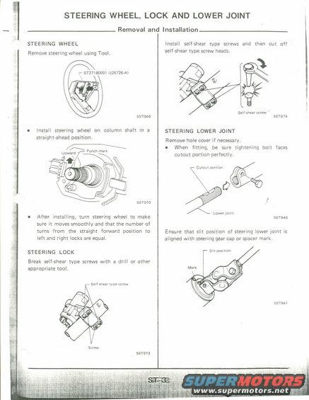 Diagram showing steering wheel removal and installation steps