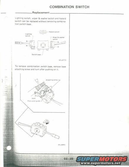Diagram showing combination switch replacement and removal steps