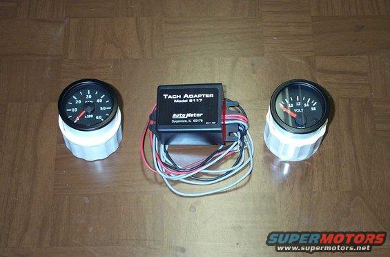 tach-and-gauges.jpg The tachometer, voltometer, and tach adapter.