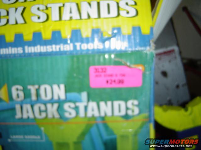 Box for 6 ton jack stands with "Cummins Industrial Tools" text and a pink price tag