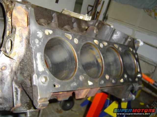 Engine block with cylinders visible