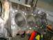 1979 Ford Bronco - Close-up view of an engine block, likely undergoing a rebuild or modification.