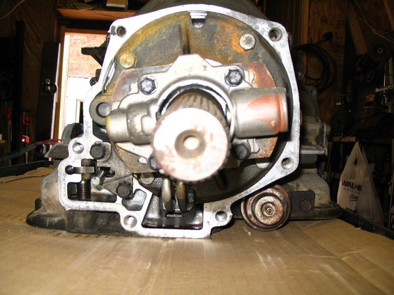 Close-up of a transmission's input shaft and housing