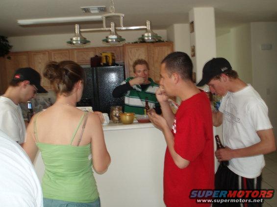 Everyone standin' around eating chips and salsa... 