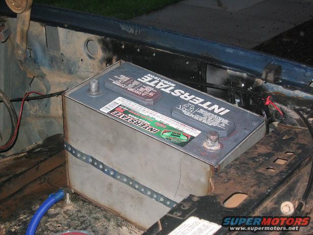 2nd battery, waiting on rod so I can weld up some brackets and get rid of that plumbers tape