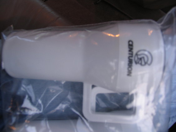 White item with 'CENTURION' logo and emblem, in plastic packaging