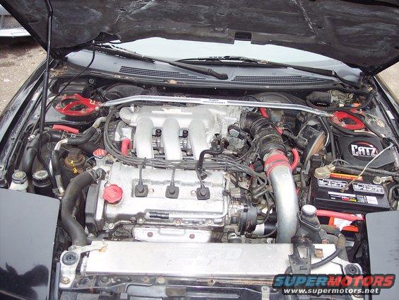Engine bay with V6 engine, CATZ air filter, and strut bar