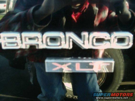 Close-up of a Bronco XLT emblem on a vehicle