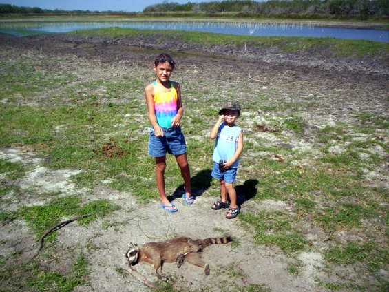 rugratsracoon.jpg Here's the Rugrats with a racoon we killed the night prior. 