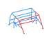 10-pt cage in blue, family bar in red