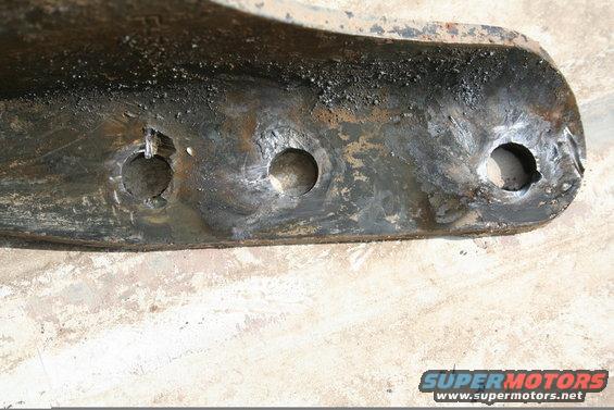 img_2400.jpg Cut the hanger rivets off with the plasma cutter. Worked well, but there was a little slag. Cleaned them up some with a grinder, but its hard to tell. You can see the notches around hte holes where I overshot with the arc.